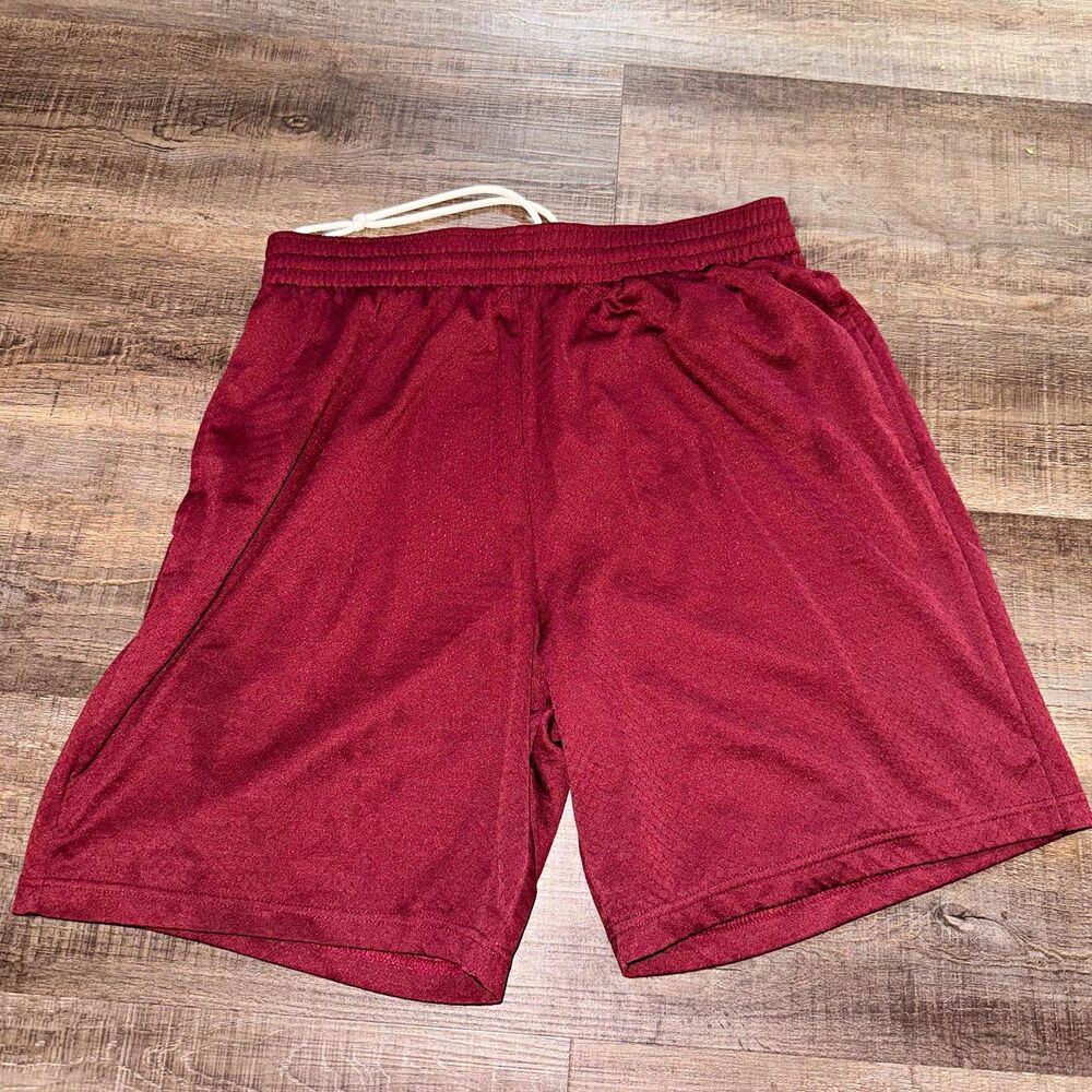 BCG Men’s Burgundy Mesh Polyester Basketball Shorts Elastic Waist XL 8” Inseam